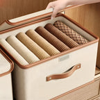 Storage Box | Foldable & Stackable | Leather Handles & Lid