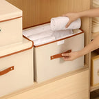Storage Box | Foldable & Stackable | Leather Handles & Lid