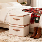 Storage Box | Foldable & Stackable | Leather Handles & Lid