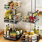 Storage Rack | 360° Rotation & Metal Frame | Adjustable Tiers
