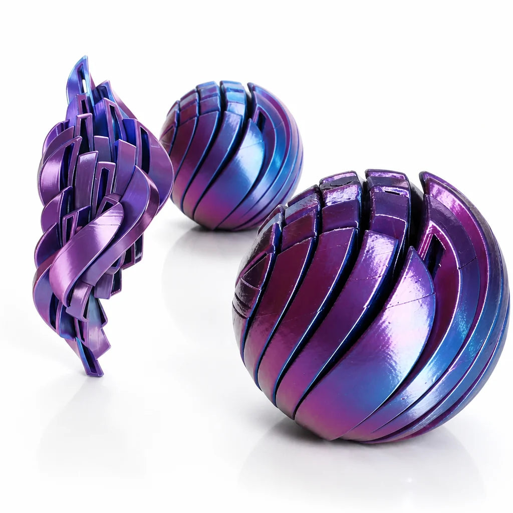 Stress Ball | Spiral Textured Silent Silicone | Diameter 5.4/7.4 cm