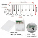 String Lights | Heart-Shaped Warm-White LEDs & Battery-Powered