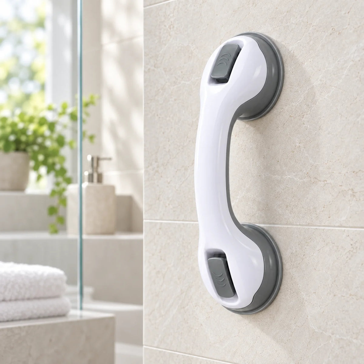 Suction Grab Bar | Ergonomic Non-Slip & Tool-Free Mount