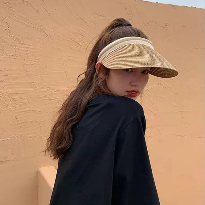Sun Visor Hat | Straw Wide Brim & UV Protection