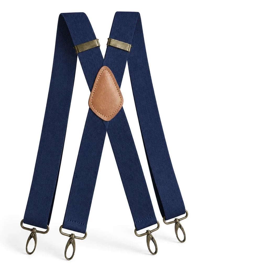 Suspenders | X-Back Adjustable & Lightweight | 4 Removable Clips