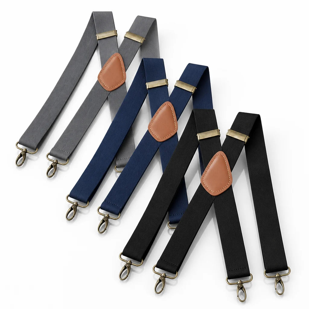 Suspenders | X-Back Adjustable & Lightweight | 4 Removable Clips