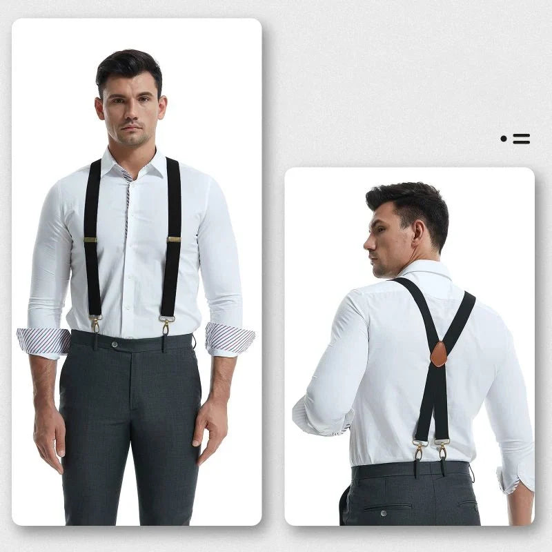 Suspenders | X-Back Adjustable & Lightweight | 4 Removable Clips