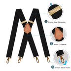 Suspenders | X-Back Adjustable & Lightweight | 4 Removable Clips