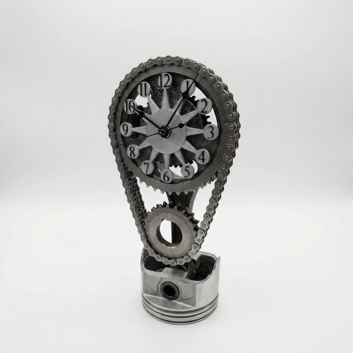 Table Clock | Industrial Gear & Chain | Silent Operation