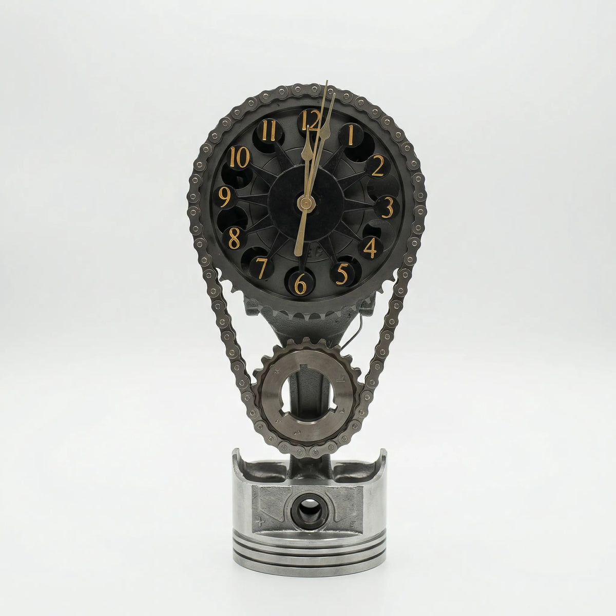Table Clock | Industrial Gear & Chain | Silent Operation