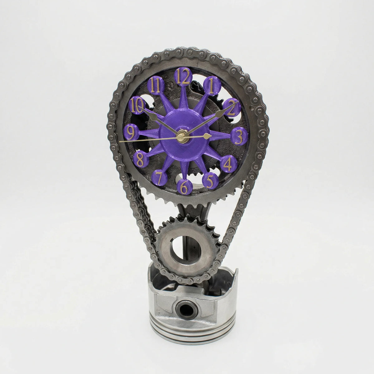 Table Clock | Industrial Gear & Chain | Silent Operation