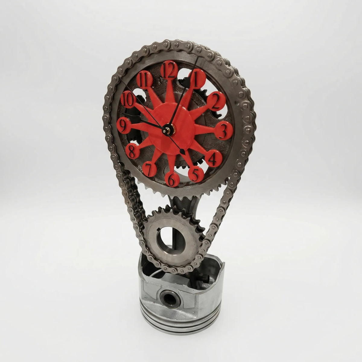 Table Clock | Industrial Gear & Chain | Silent Operation
