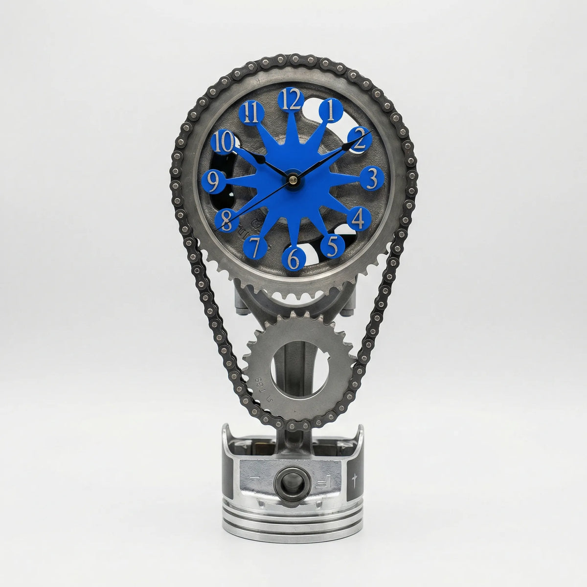 Table Clock | Industrial Gear & Chain | Silent Operation