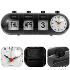 Table Clock | Mechanical Calendar & Quartz Analog | 26.5 × 9 × 10 cm