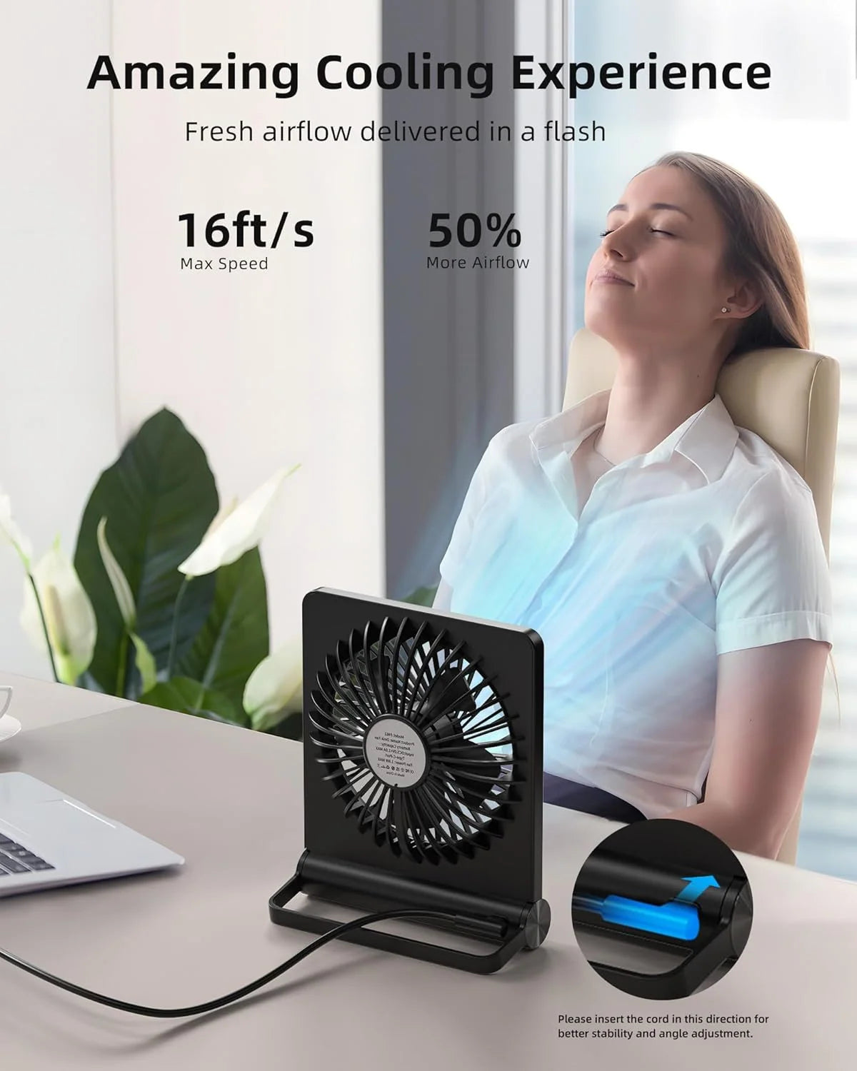 Table Fan | Ultra-Quiet & Compact | USB-Powered