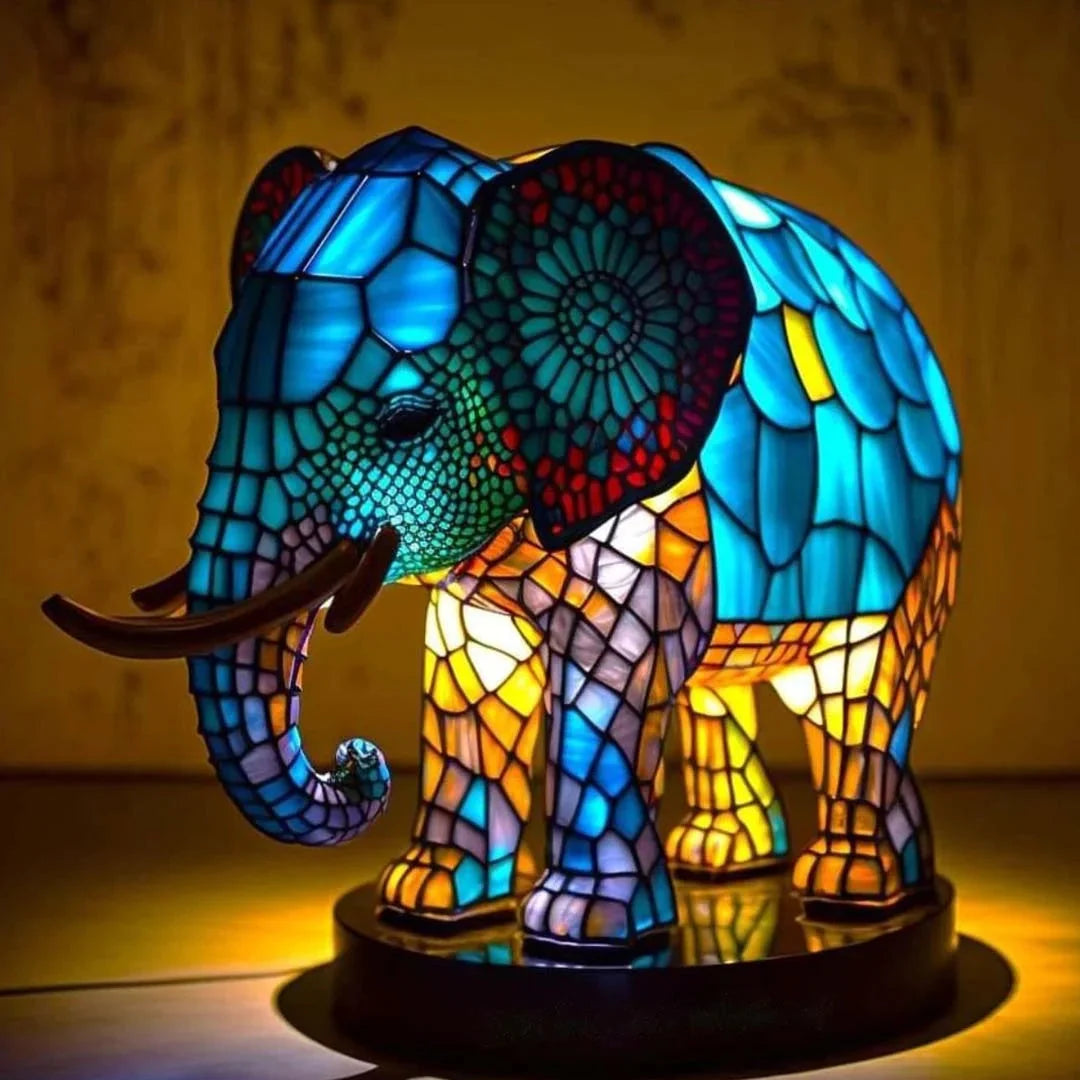 Table Lamp | Animal-Shaped Stained-Glass & Battery-Powered