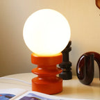 Table Lamp | Bauhaus White Glass Globe & Colorful Base | Compact
