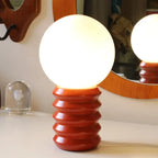 Table Lamp | Bauhaus White Glass Globe & Colorful Base | Compact