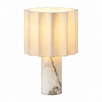 Table Lamp | Calacatta Marble Base & Linen Shade | Rechargeable Wireless