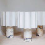 Table Lamp | Calacatta Marble Base & Linen Shade | Rechargeable Wireless