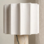 Table Lamp | Calacatta Marble Base & Linen Shade | Rechargeable Wireless