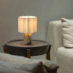 Table Lamp | Calacatta Marble Base & Linen Shade | Rechargeable Wireless