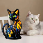 Table Lamp | Cat-Shaped Glass Mosaic & Colour-Changing | E14 Socket