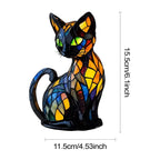 Table Lamp | Cat-Shaped Glass Mosaic & Colour-Changing | E14 Socket