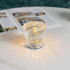 Table Lamp | Diamond-Cut Crystal Prism Shade & USB Rechargeable