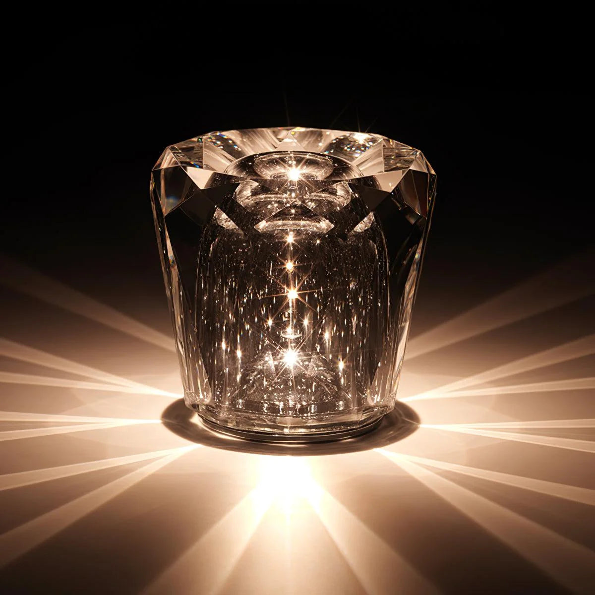 Table Lamp | Diamond-Cut Crystal Prism Shade & USB Rechargeable