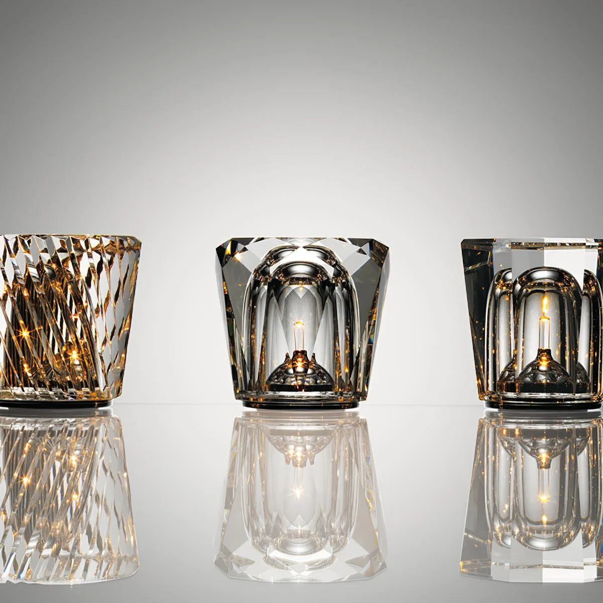 Table Lamp | Diamond-Cut Crystal Prism Shade & USB Rechargeable