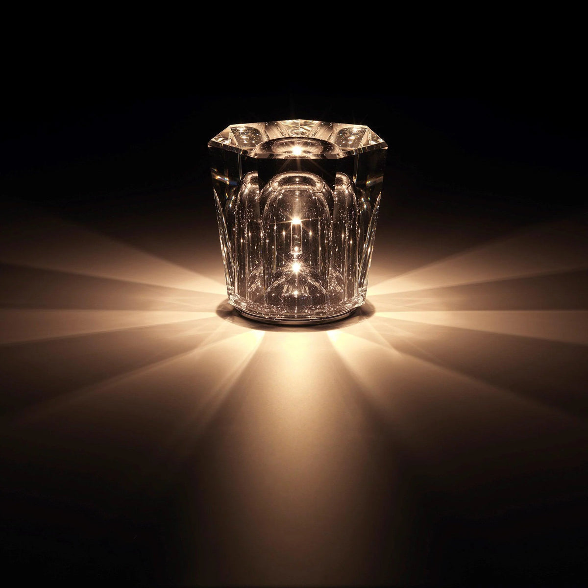 Table Lamp | Diamond-Cut Crystal Prism Shade & USB Rechargeable