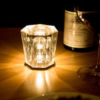 Table Lamp | Diamond-Cut Crystal Prism Shade & USB Rechargeable