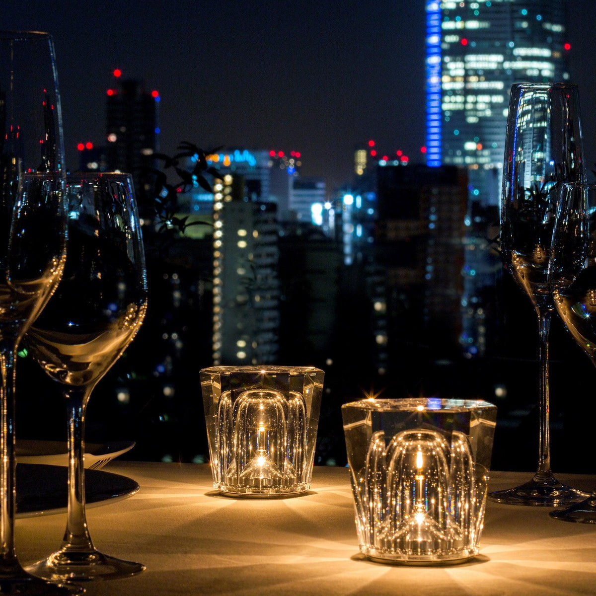 Table Lamp | Diamond-Cut Crystal Prism Shade & USB Rechargeable