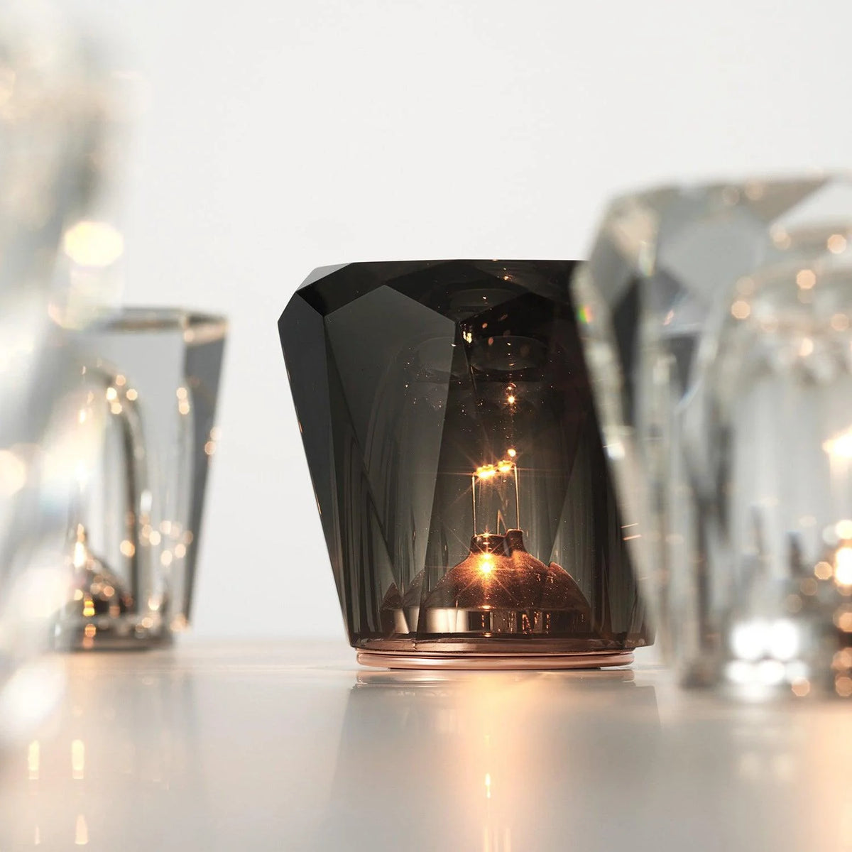 Table Lamp | Diamond-Cut Crystal Prism Shade & USB Rechargeable