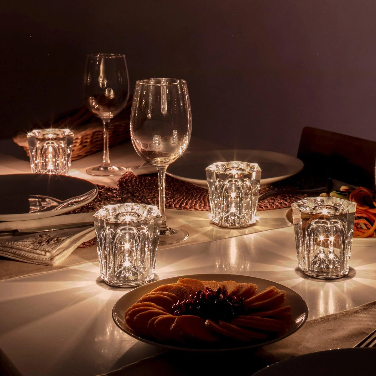Table Lamp | Diamond-Cut Crystal Prism Shade & USB Rechargeable