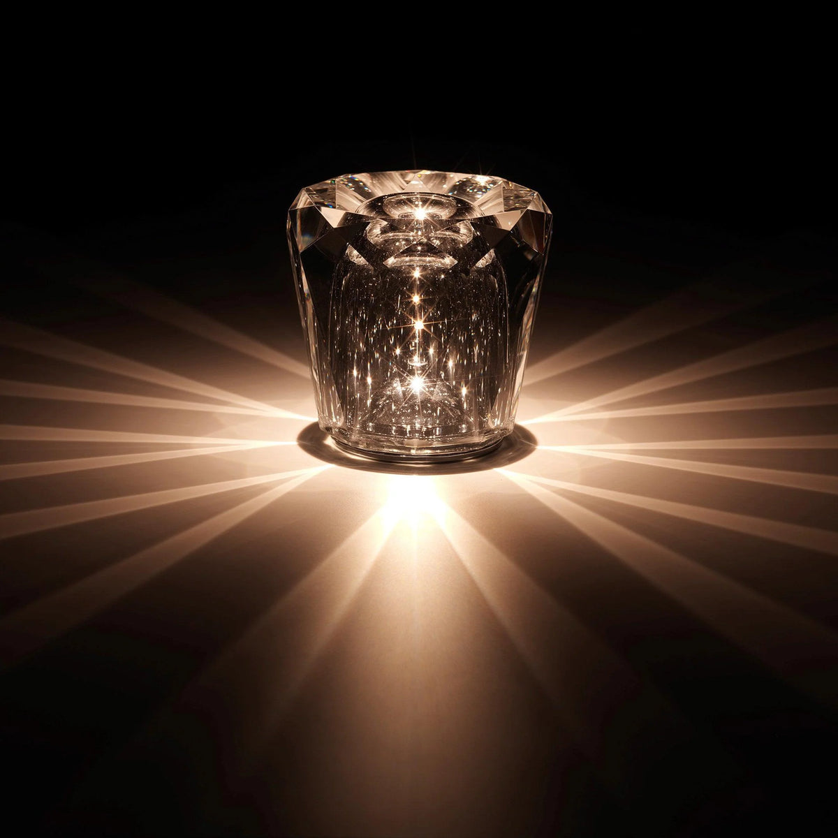 Table Lamp | Diamond-Cut Crystal Prism Shade & USB Rechargeable