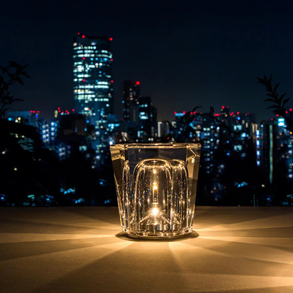 Table Lamp | Diamond-Cut Crystal Prism Shade & USB Rechargeable