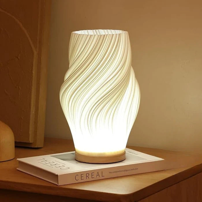 Table Lamp | Dimmable Wave Shade & Two-Tone | USB-Powered