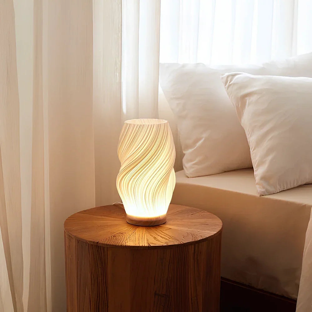 Table Lamp | Dimmable Wave Shade & Two-Tone | USB-Powered