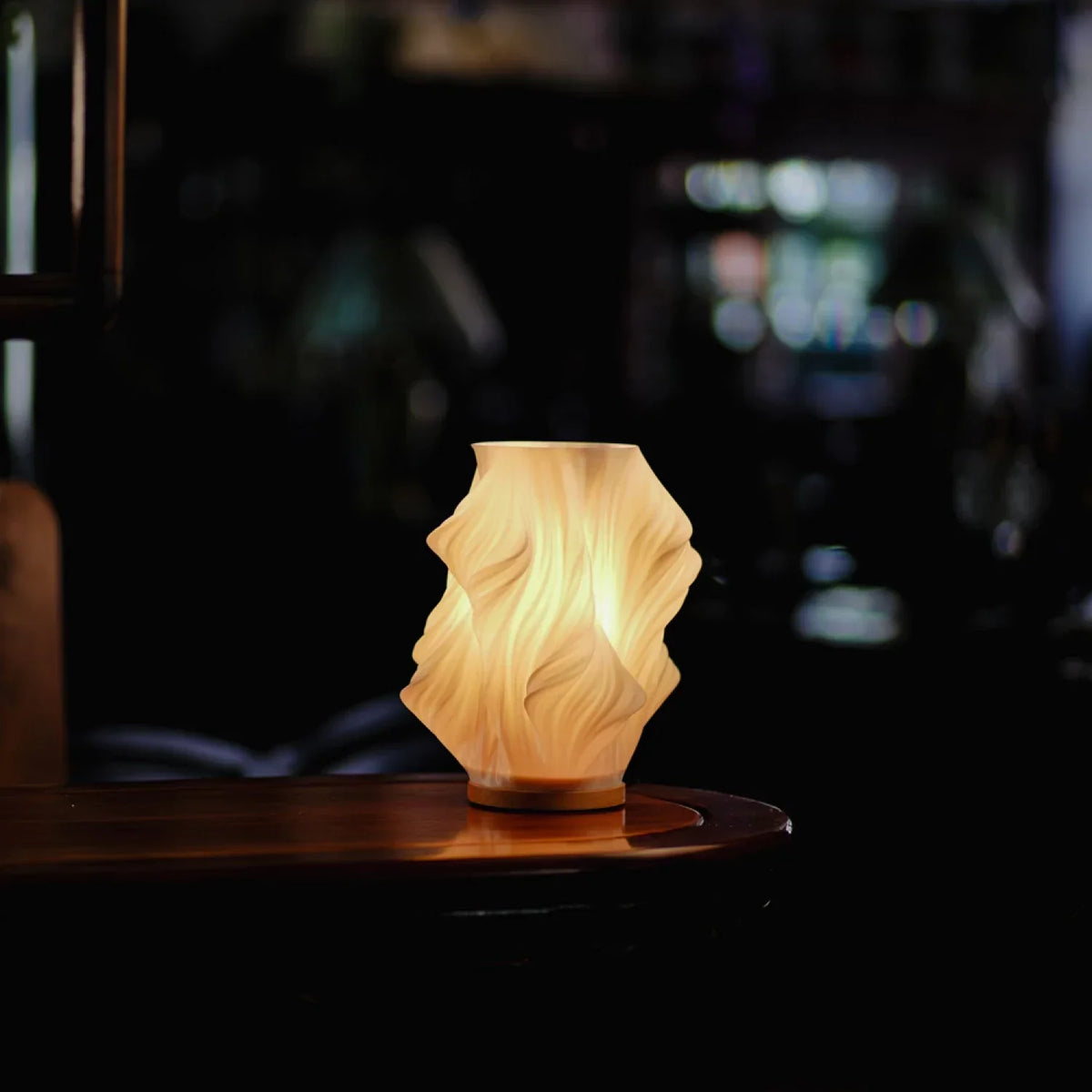 Table Lamp | Dimmable Wave Shade & Two-Tone | USB-Powered