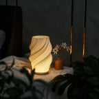 Table Lamp | Dimmable Wave Shade & Two-Tone | USB-Powered