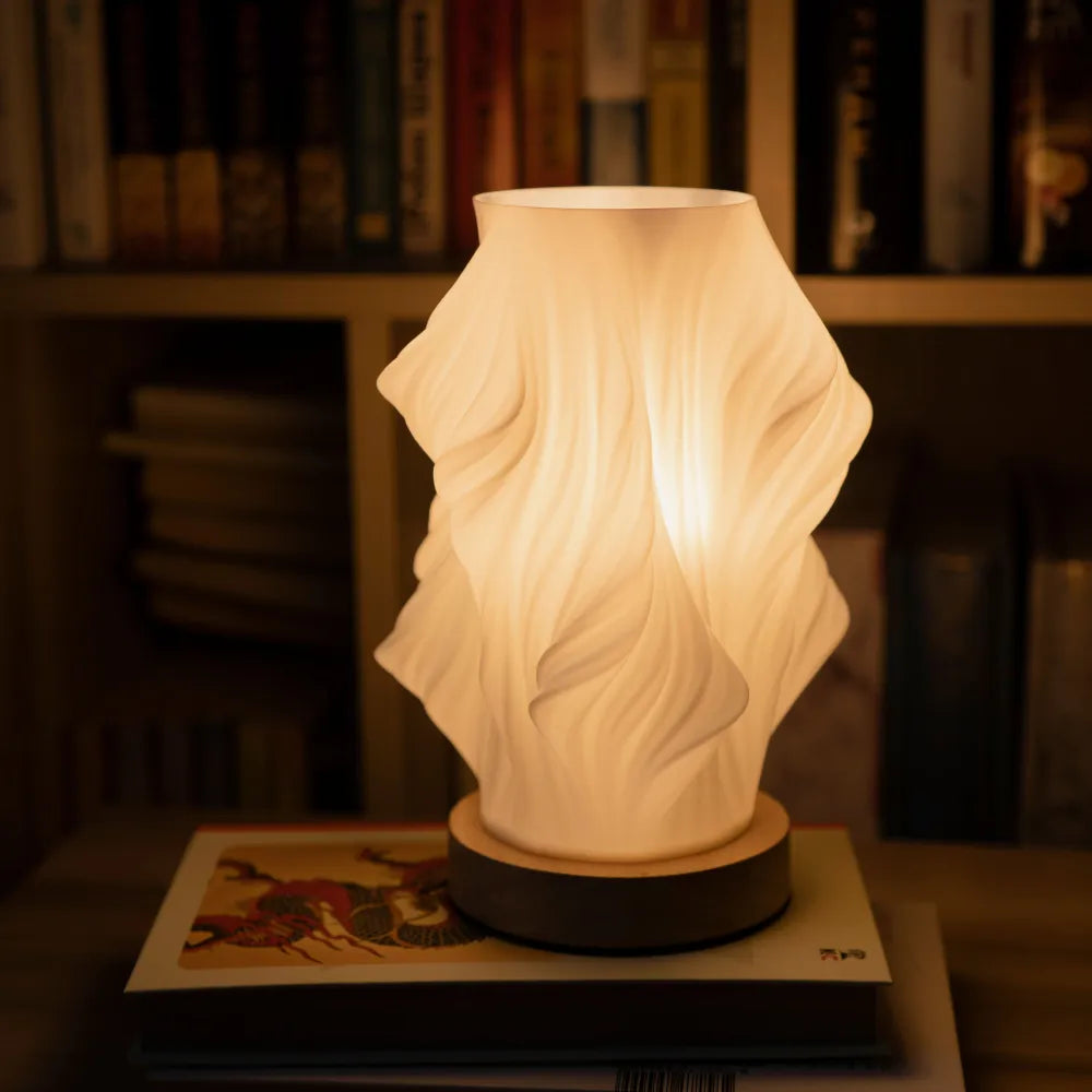 Table Lamp | Dimmable Wave Shade & Two-Tone | USB-Powered