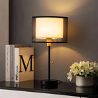 Table Lamp | Double-Layer Fabric Shade & Metal Base
