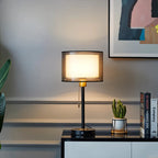 Table Lamp | Double-Layer Fabric Shade & Metal Base