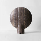 Table Lamp | Faux Travertine Resin & Warm LED Glow | 14 in Height