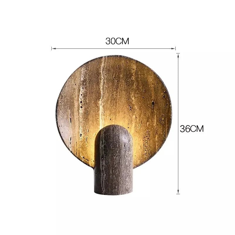 Table Lamp | Faux Travertine Resin & Warm LED Glow | 14 in Height