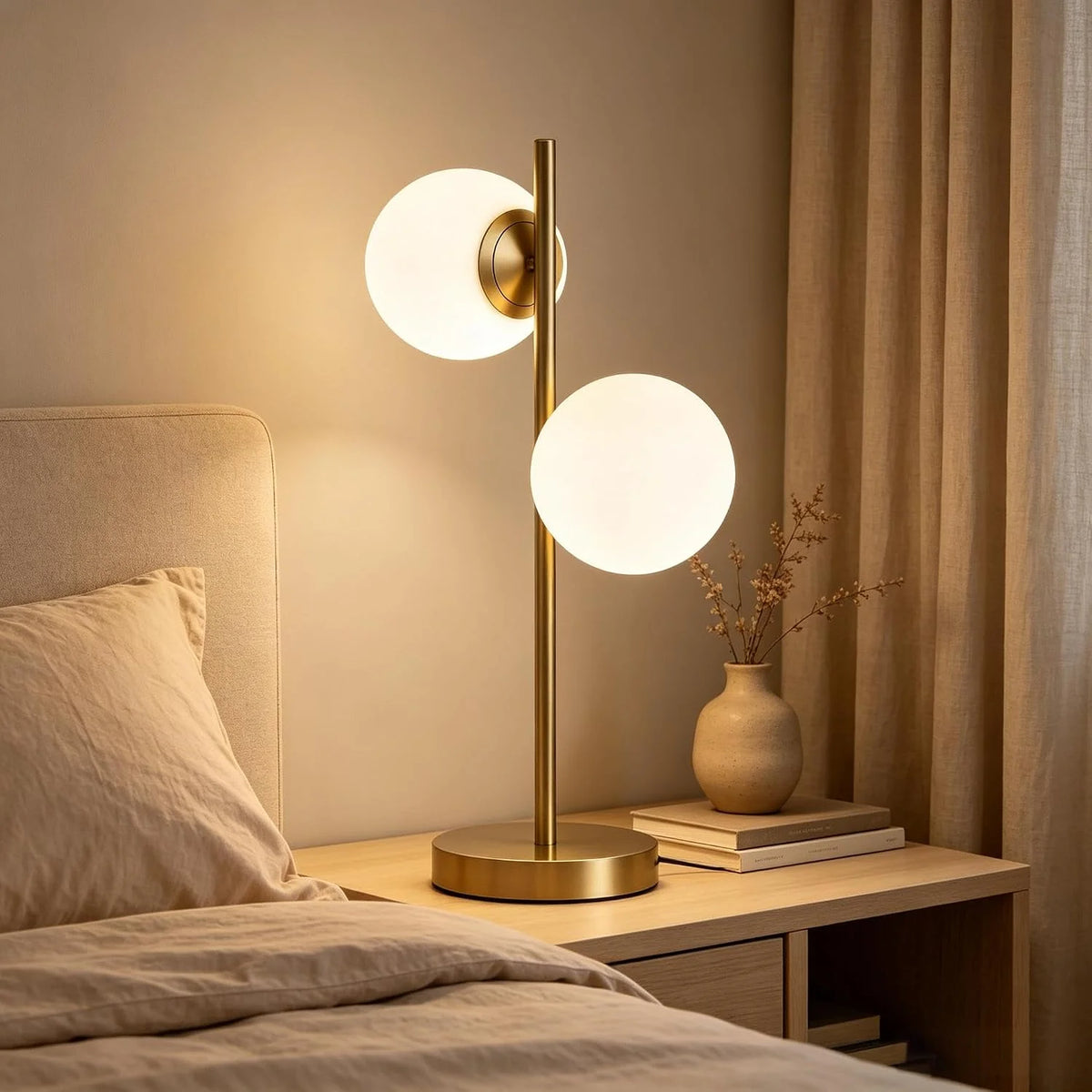 Table Lamp | Frosted Glass Globe & Soft Diffused Light | 3 Color Temperatures