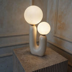 Table Lamp | Geometric Metal Base & Fabric Shade
