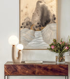 Table Lamp | Geometric Metal Base & Fabric Shade